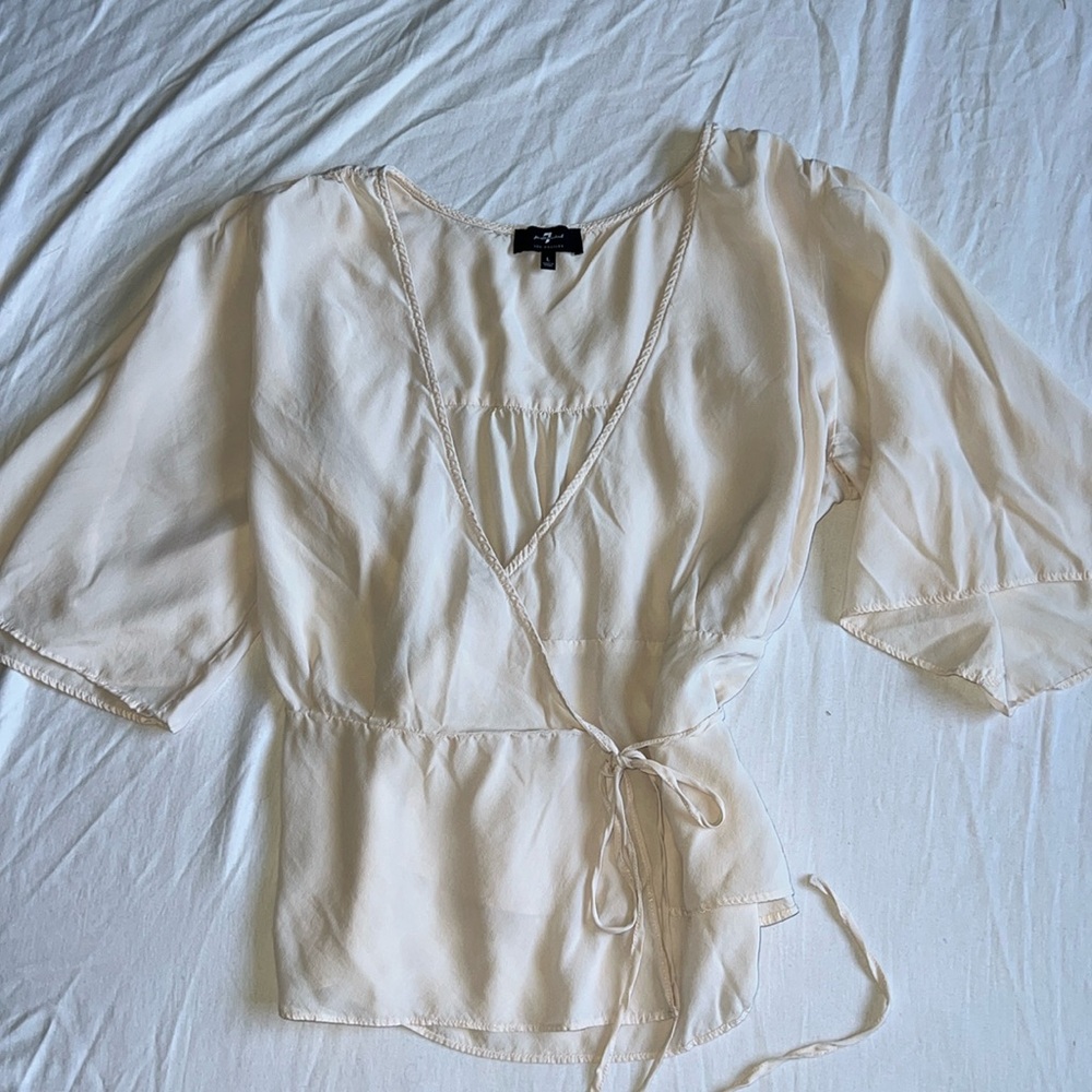 7 for All Mankind Cream Wrap Blouse size Large